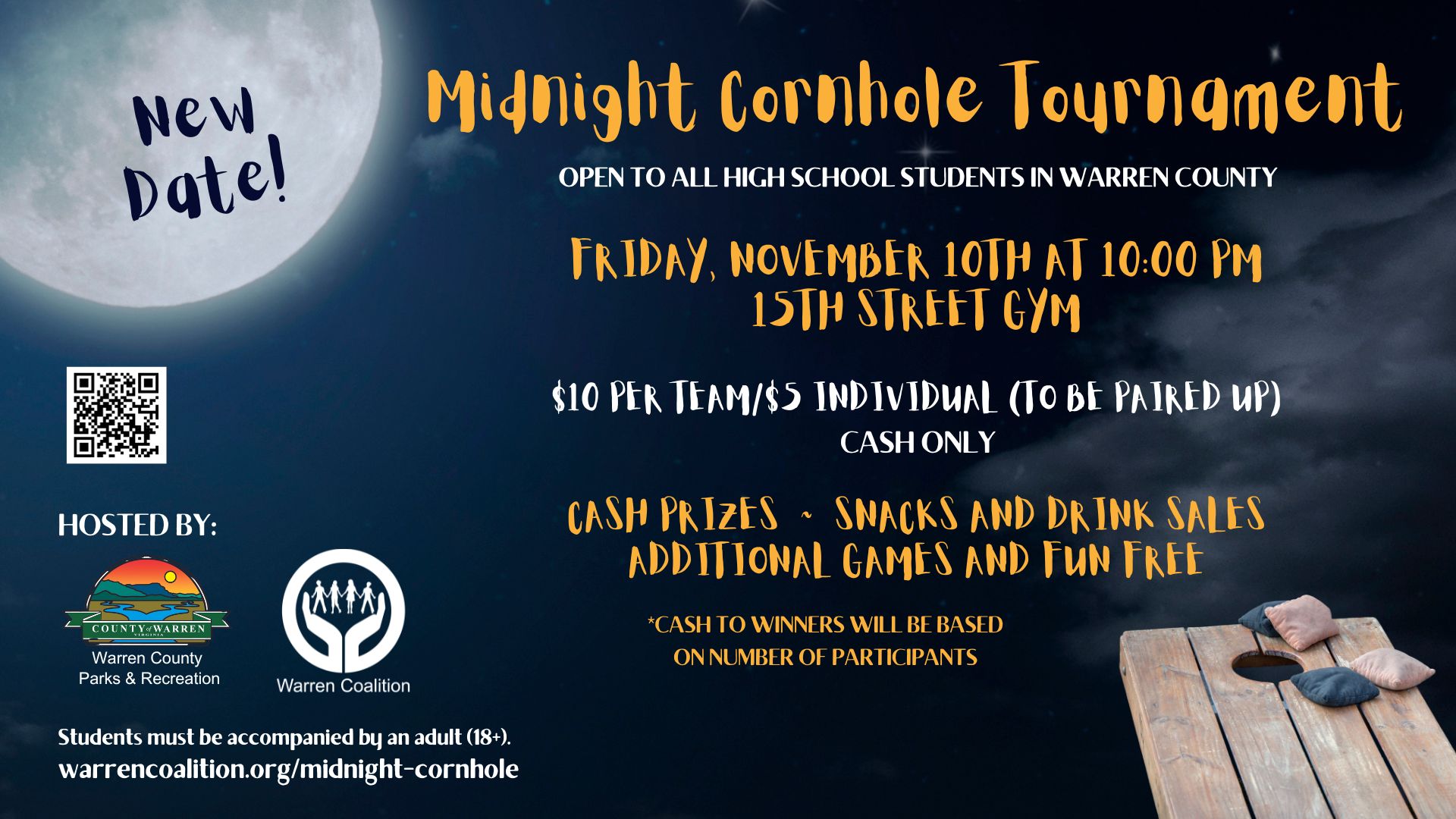 New Date Set for Midnight Cornhole Tournament