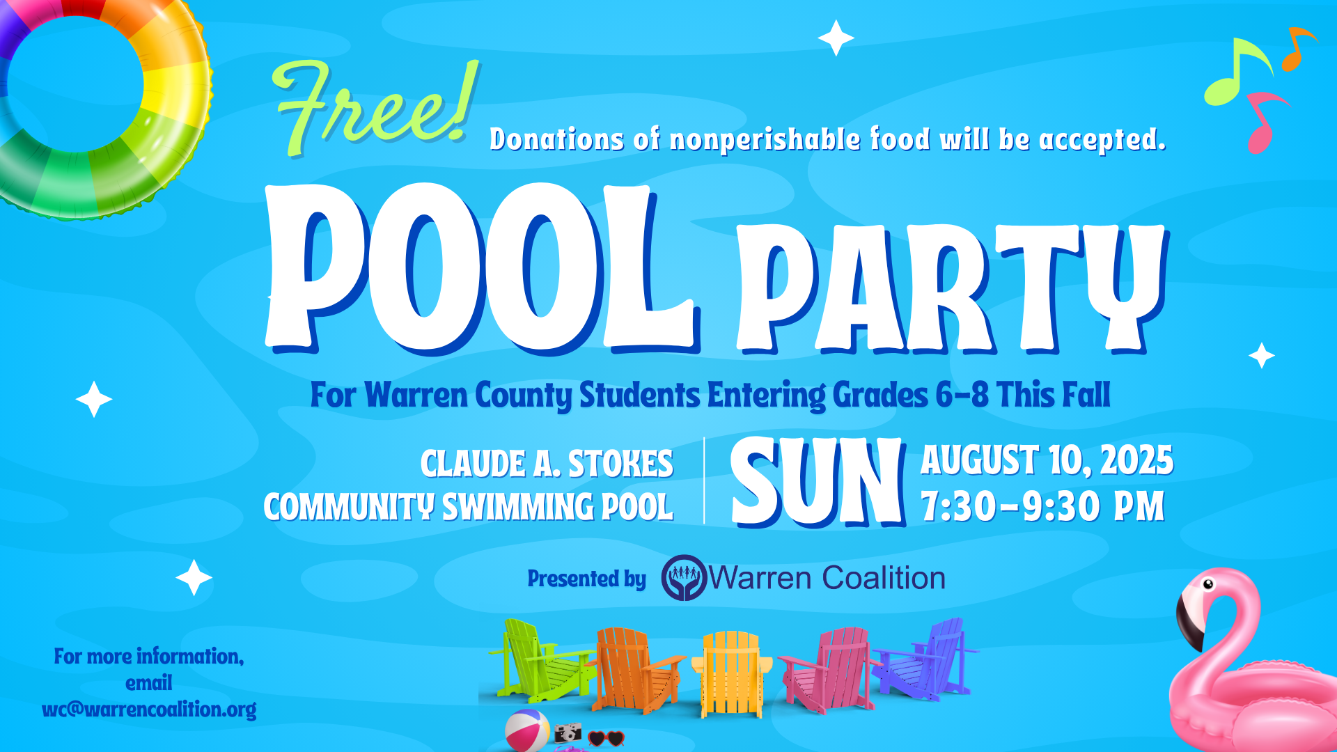 Pool Week 20 2025 Pool Party for Middle School Students - Warren Coalition